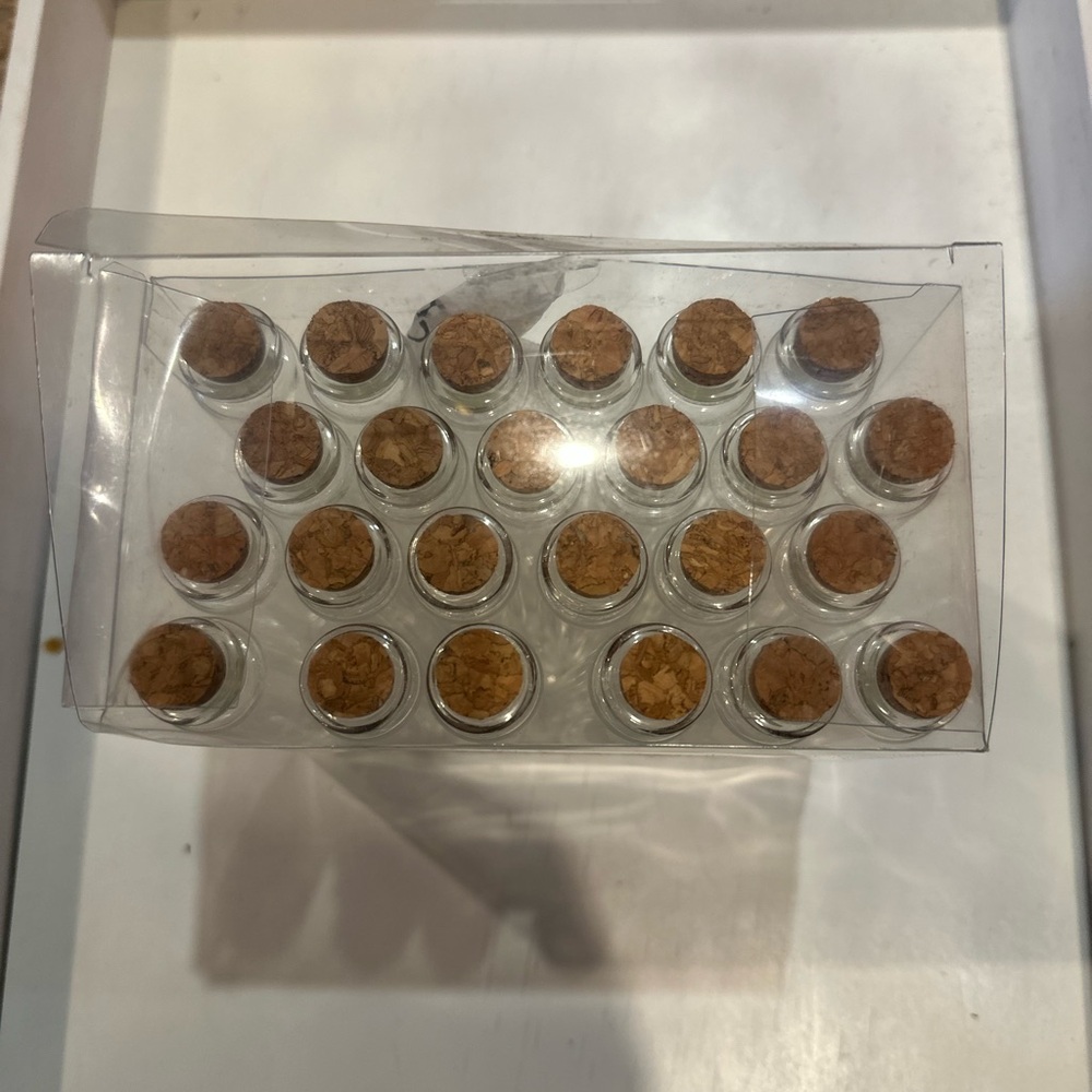 Set of Mini Glass Tube/Bottles with Cork Stoppers